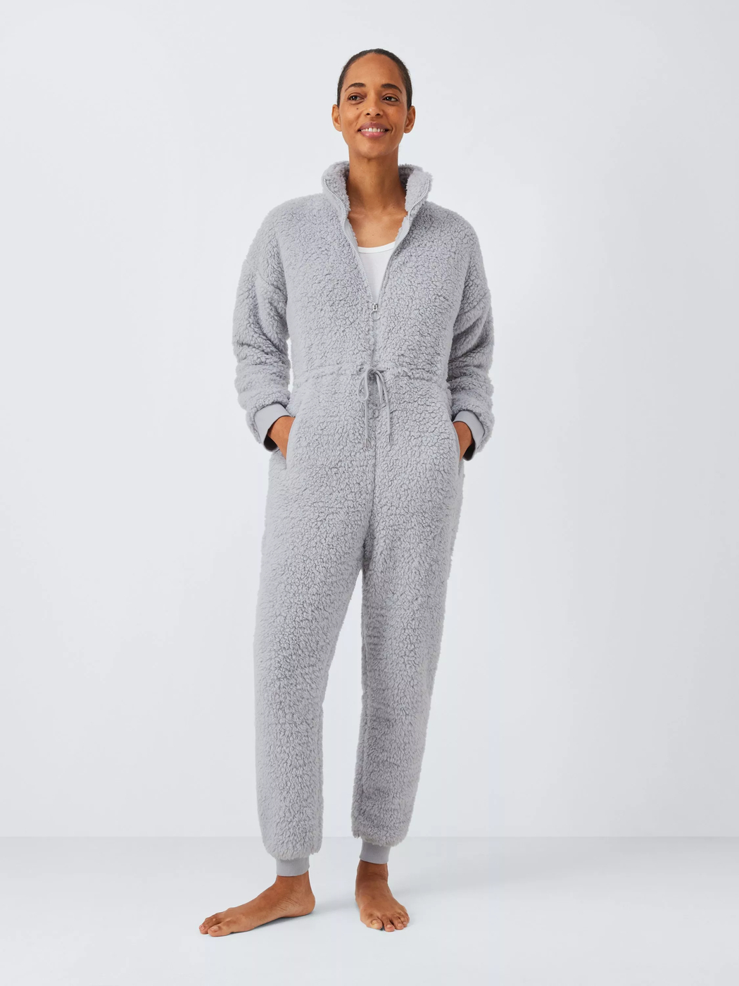 John LewisBorg Zip Neck Onesie, Microchip, M