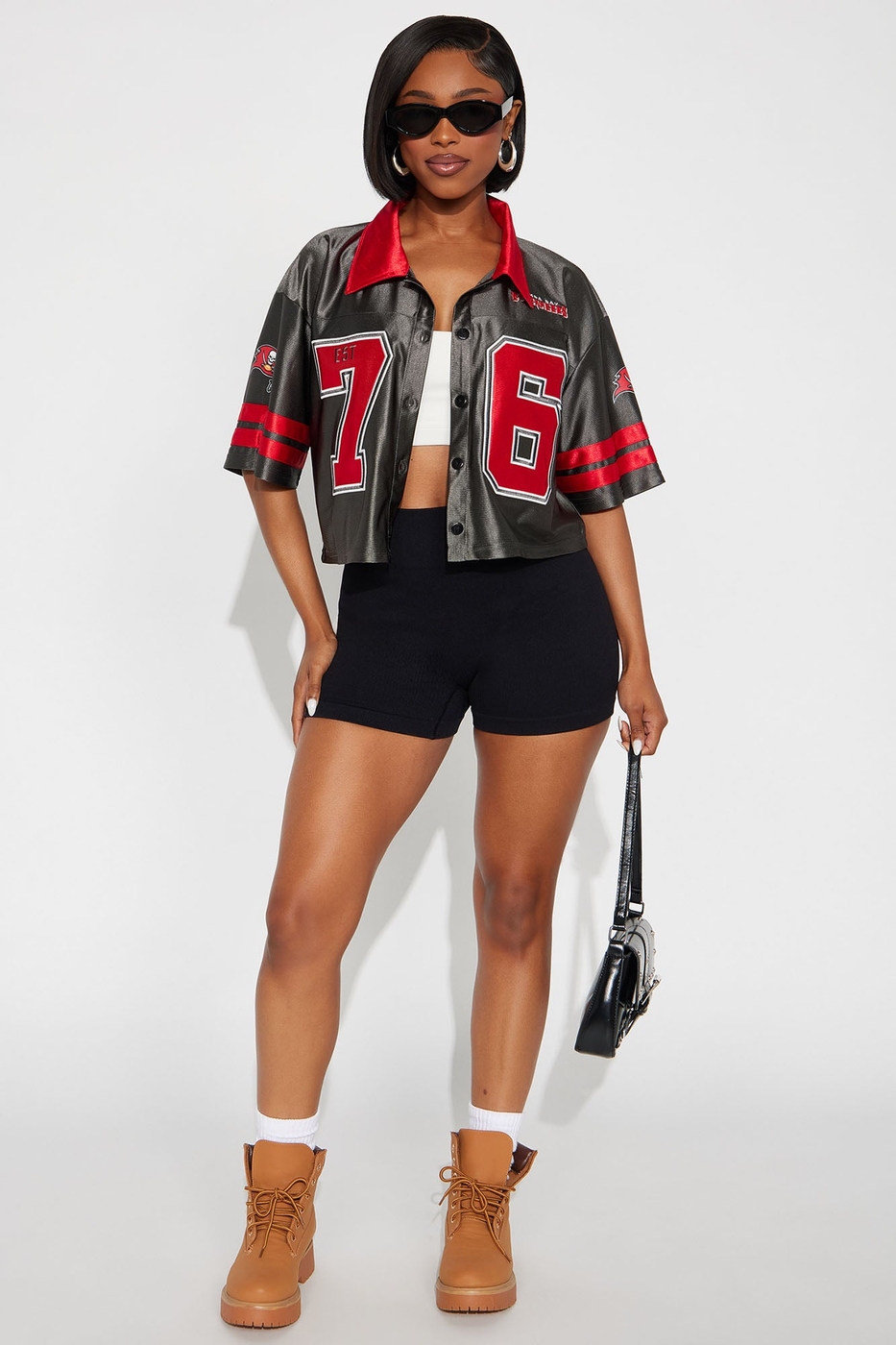 NFL Tampa Bay Buccaneers Cropped Shirt - Grey