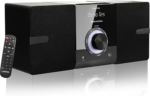 Micro Hi-Fi Compact Stereo System - CD Player, Bluetooth, FM Radio, AUX-in, USB Playback, 2-Way Clear Sound Music System, DSP-Tech