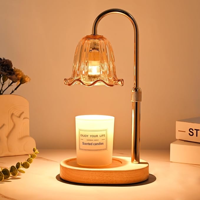 Adjustable Candle Warmer Lamp with Timer & Dimmer, Vintage Home Decor for Scented Jar Candles - Adjustable Height, Safe Melting Tech, Ideal Women/Men, New Home Bedroom Essential