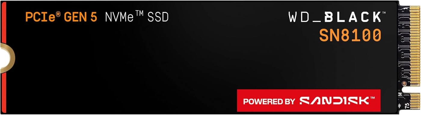 WD_Black SN8100 8TB PCIe 5.0x4, NVMe SSD, M.2 2280, Seq. Read Speeds Up to 14,900 MB/s, Best for AI Applications, Gaming, and Video Editing - WDS800T1X0M
