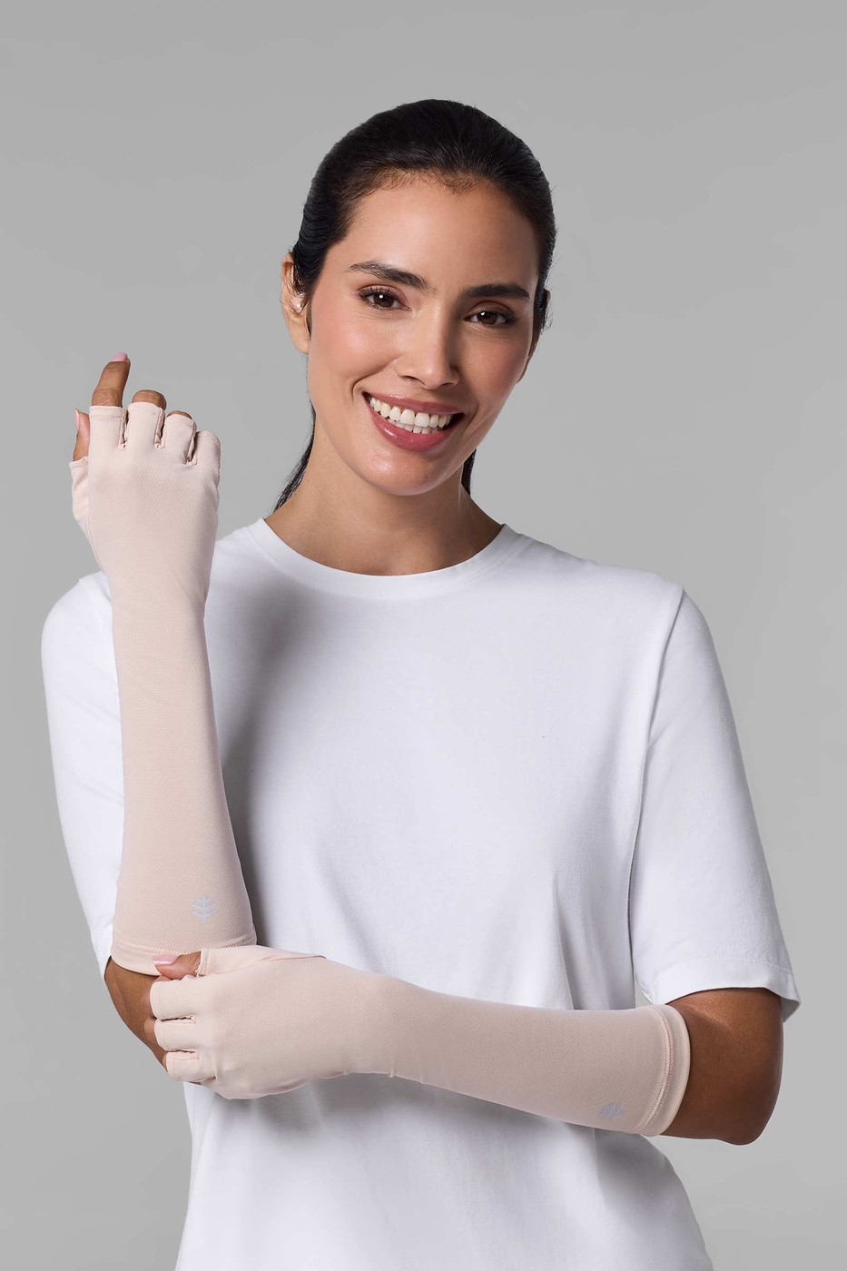 Fingerless Mid-length UV Sun Gloves | Beige