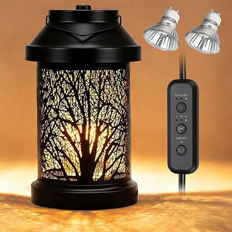 Candle Warmer Lamp - Candle Jars Warmer with Timer & Dimming Function, Electric Candle Lamp for Home Fragrance and Home Décor, Bedside Lamp, Gifts for Women Mom (2 Bulbs Included)