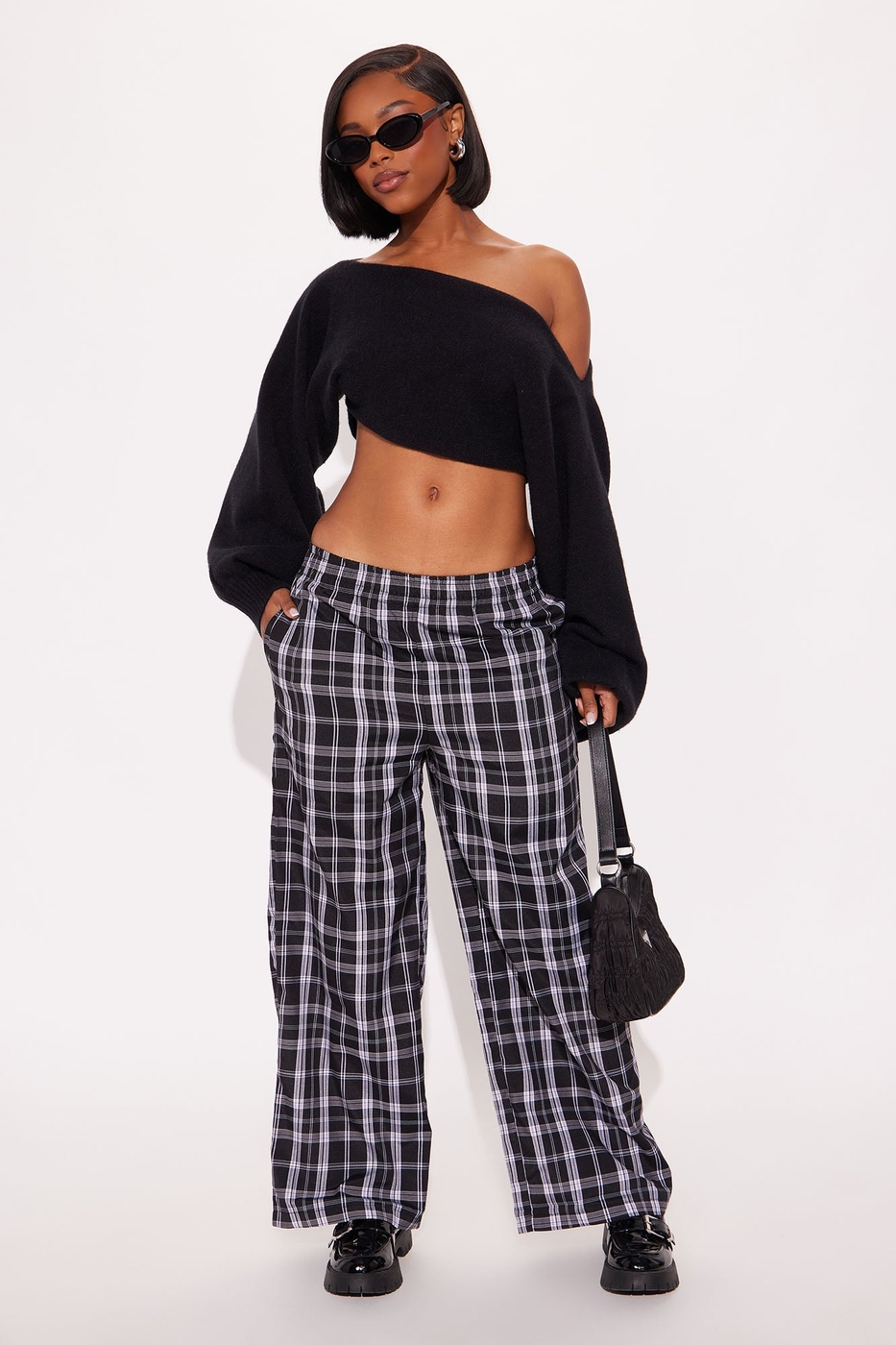 Chill All Day Plaid Boxer Pant - Black/White