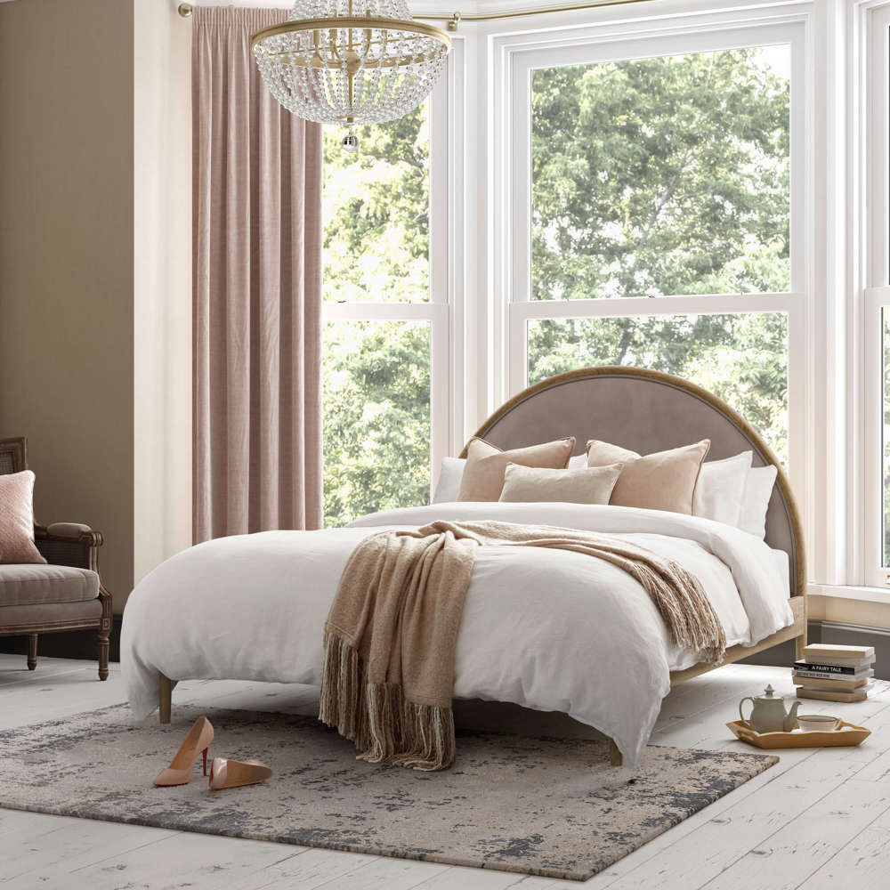 Aubrey Half Moon Bed, Natural / Weathered Oak, Super King 