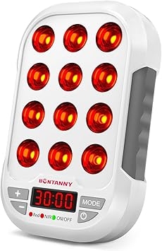 Portable Red Light Device, 660nm 850nm 1060nm Mini Handheld Red Light Panel with 12 Pcs Triple Chip LEDs, Rechargeable, Travel Case, Timer for Home Office & Gym, BO-60