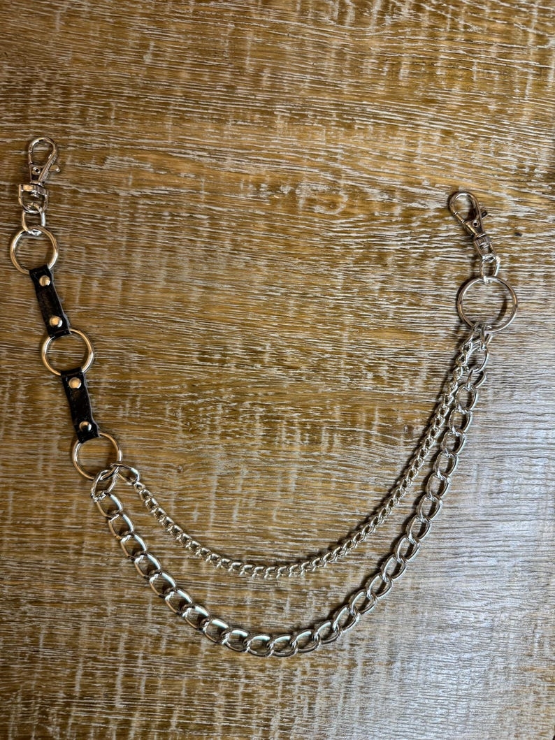 Layered Silver Jeans Chains, Street Punk Fashion, Six Sizes