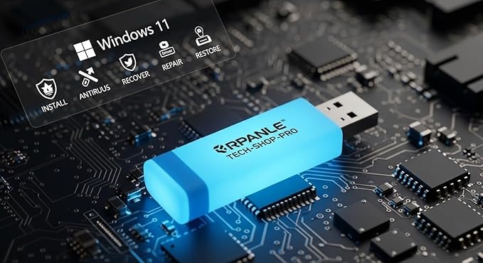 Tech-Shop-pro Compatible with install Key Included USB For Windows 11 pro OEM Version 64 bit. Recover, Restore, Repair Boot USB, and Install to Factory Default Fast and easy Free Technical Support.