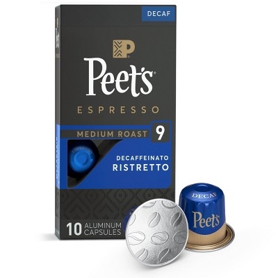 Peet's Coffee Ristretto Decaffeinato Espresso Roast Aluminum Capsules - 10ct