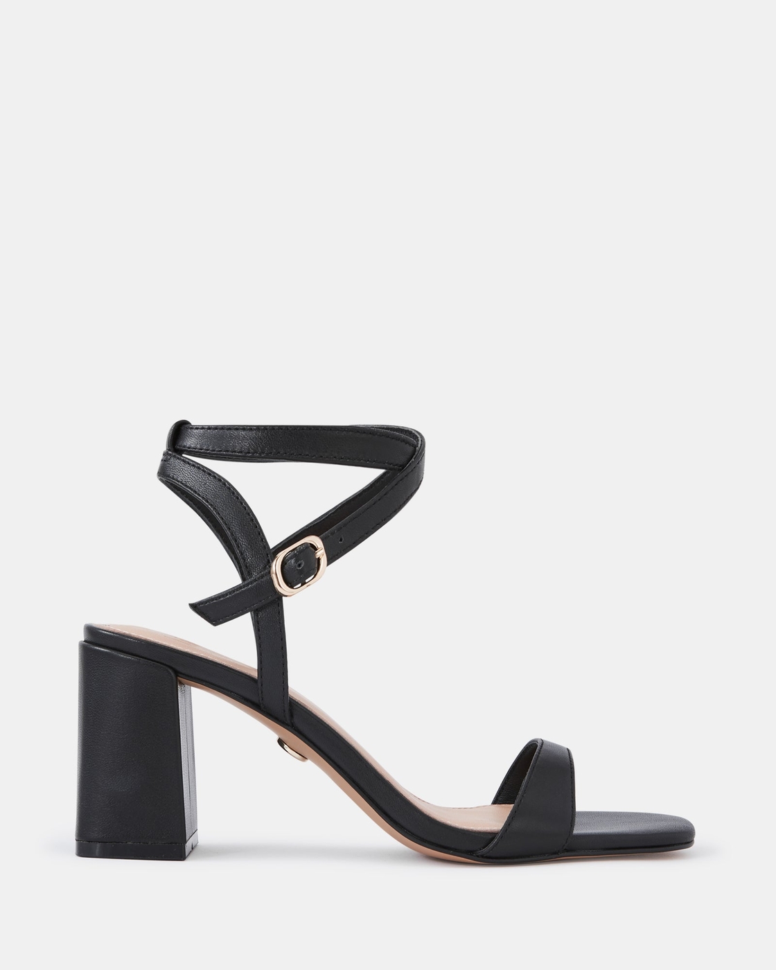 Colette Black Leather Block Heel