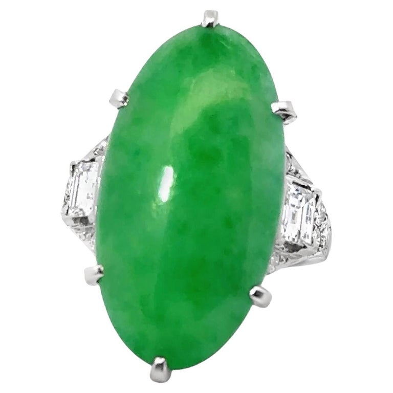 J.E. Caldwell Art Deco Jade And Diamond Ring, circa 1925  Serial No. F20539