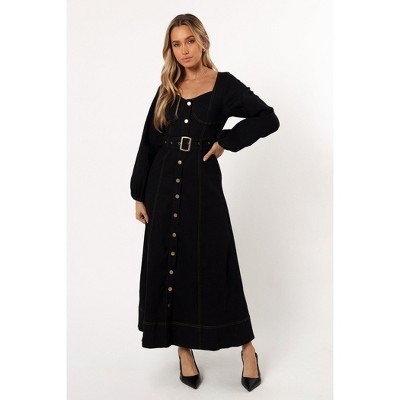 Mateo Long Sleeve Denim Dress - Black M