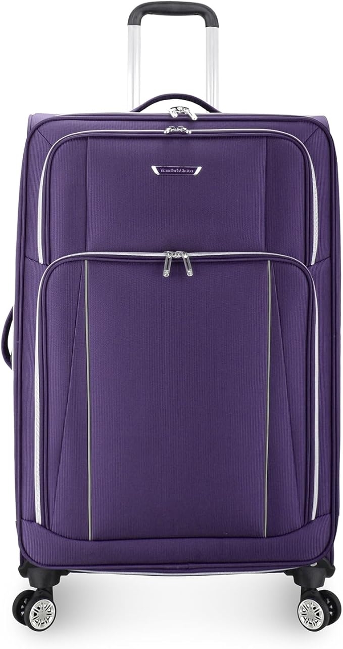 Traveler's Choice Lares Softside Expandable Luggage with Spinner Wheels, Purple, Checked 30-Inch