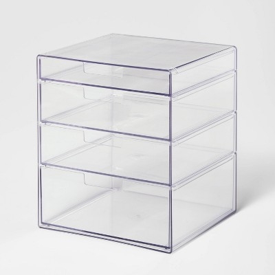 4 Drawer Stackable Countertop Organizer Clear - Brightroom™: Bathroom & Makeup Organizer, PETG Material, 8.02