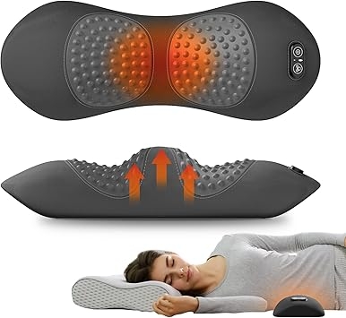 SUDAHIA 3-in-1 Electric Lumbar Support Pillow for Bed and Chair, Triple Fusion Back Massager with Heated, Vibration and Traction for Lower Back Pain Relief and Spine Support