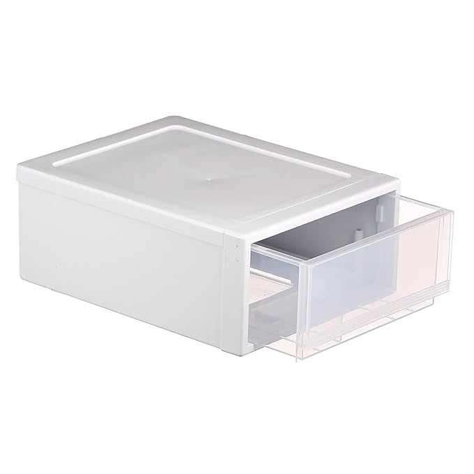 INABOX Polypropylene Single Stackable Drawer, Clear, Transparent PP Storage Organizer, No Lid, Durable & Space Saving for Home Organization