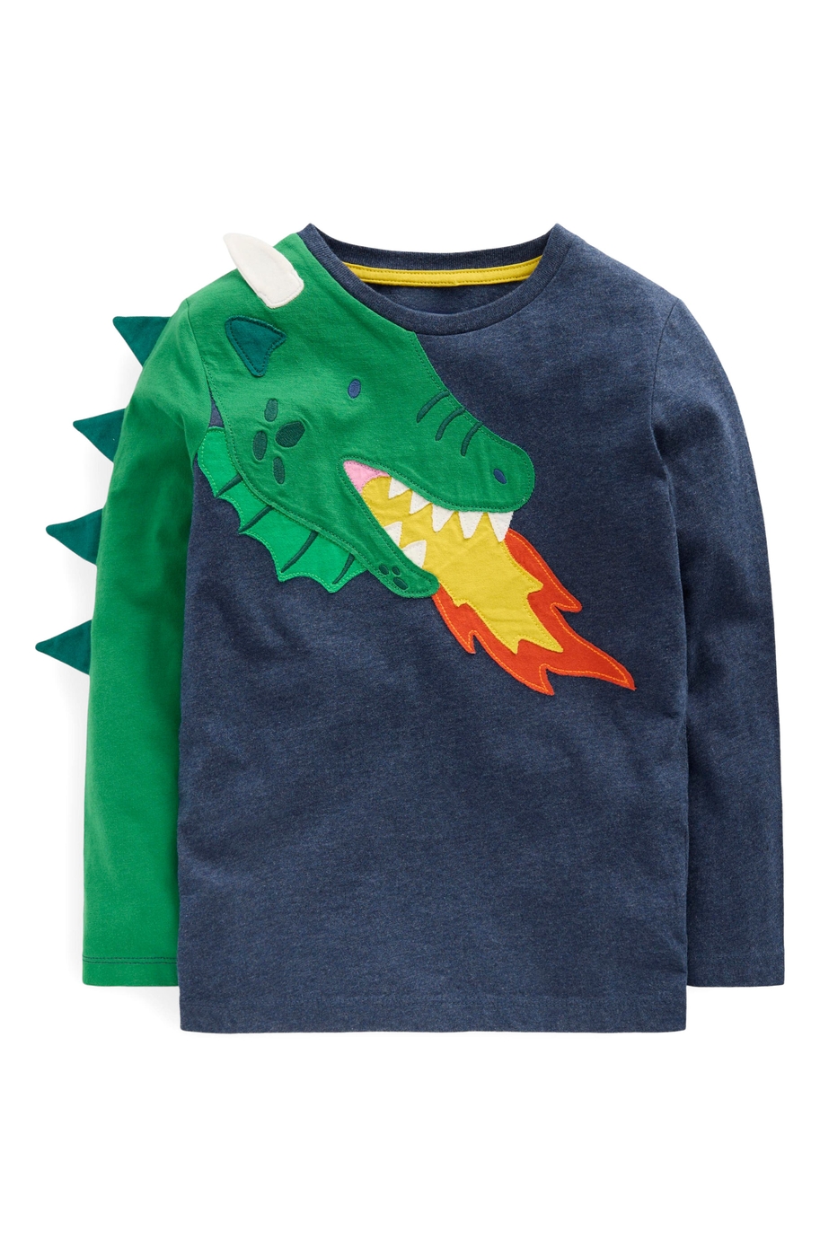Kids' Dragon Appliqué Long Sleeve Cotton Graphic T-Shirt
