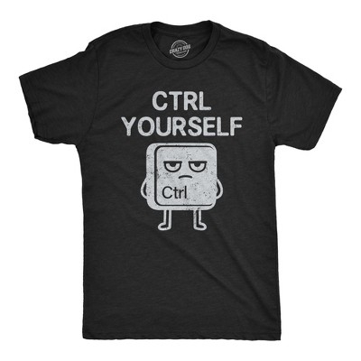 Mens Funny T Shirts CTRL Yourself Sarcastic Keyboard Graphic Novelty Computer Joke Tee For Men - Crazy Dog Men's T Shirt for Nerds Black L