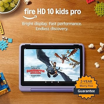 Amazon Fire HD 10 Kids Pro tablet (newest gen)| ages 6–12, long battery life, includes ads-free books, games, apps and videos that children love, 10.1