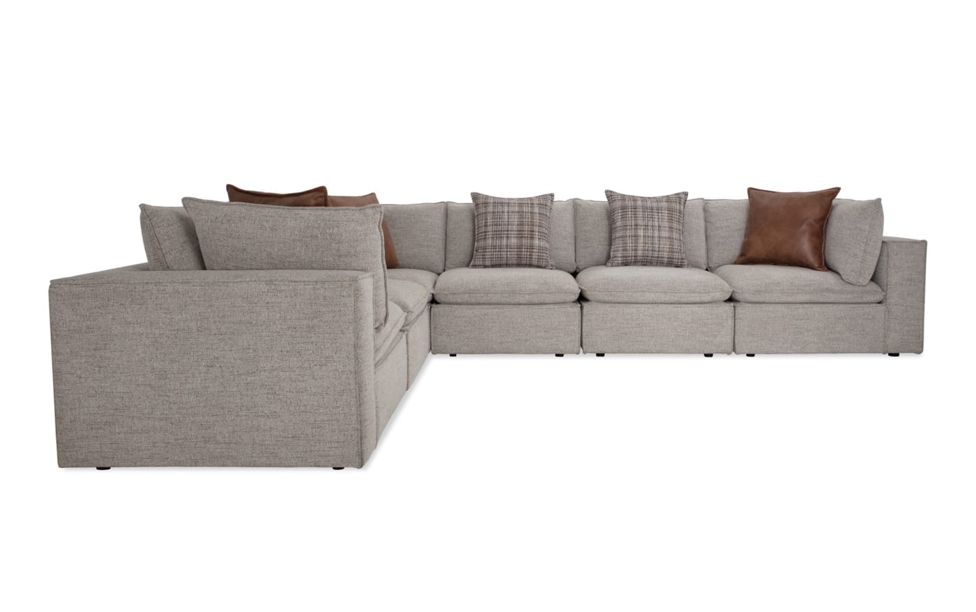 Infinity Gray 150'' 6 Piece Modular Sectional with 3 Armless Chairs, 3 Corners