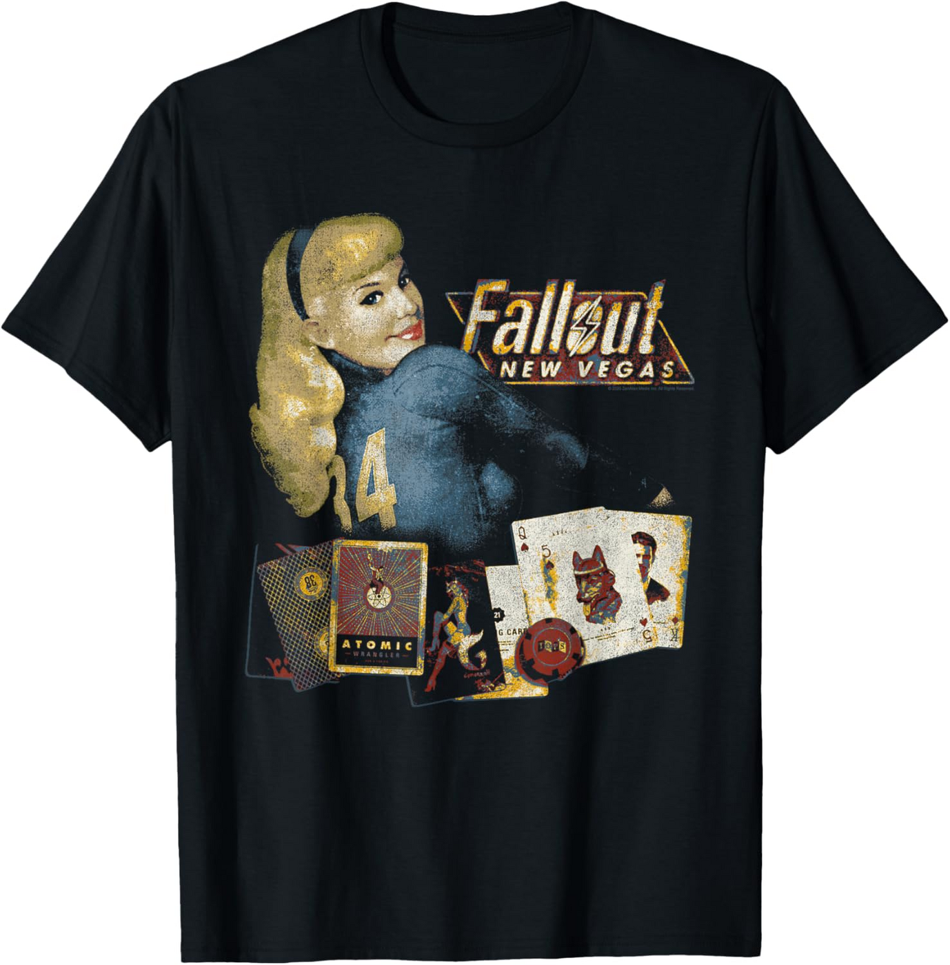 Fallout New Vegas Vintage Distressed Pinup Casino Video Game T-Shirt