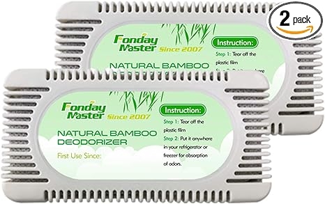 2 Packs Refrigerator Deodorizer Odor Eliminator for Fridge Freezer Cooler & Lunch Boxes Natural Bamboo Charcoal More Effective Than Baking Soda