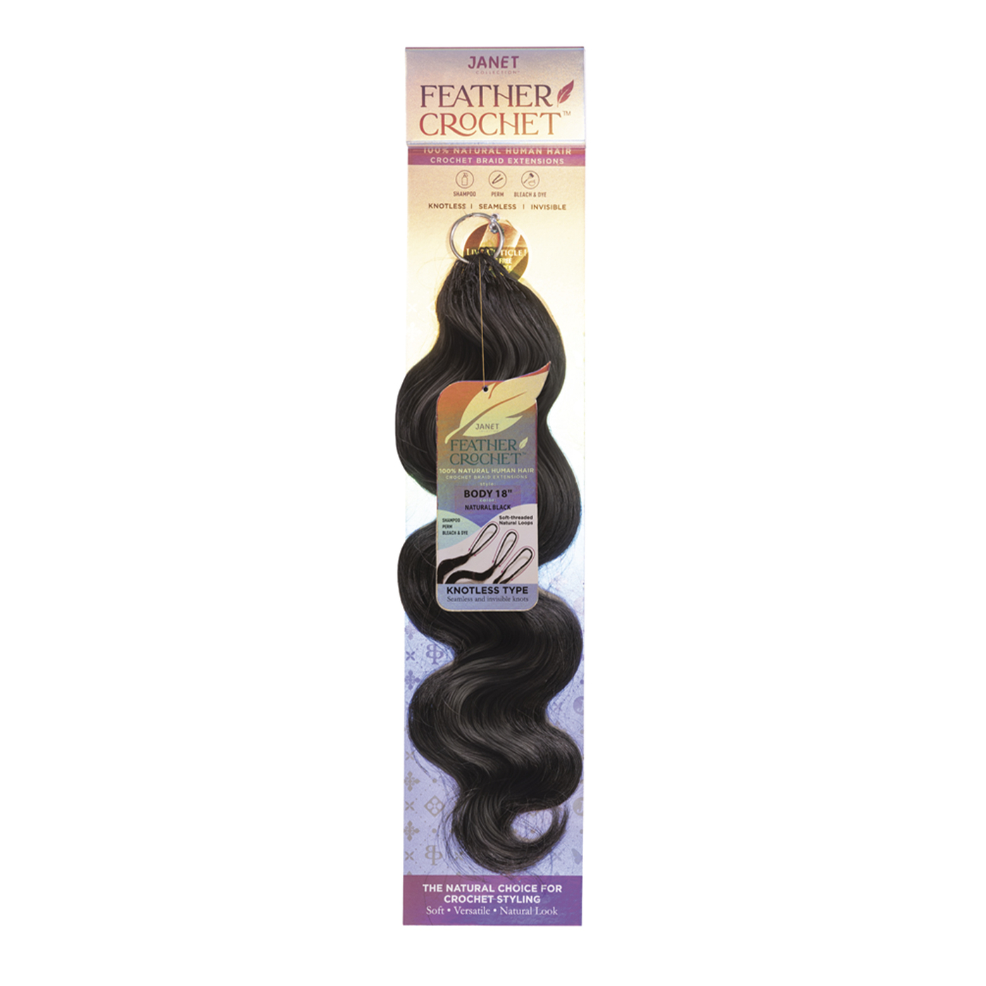 Janet Collection Human Hair Crochet Braids Feather Crochet Body 18"(50g/40 Strands