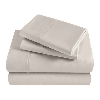 300-Thread Count Egyptian Cotton Sheet Set, Ultra-Soft, Deep Pocket Bedding , Queen, Light Grey - Blue Nile Mills