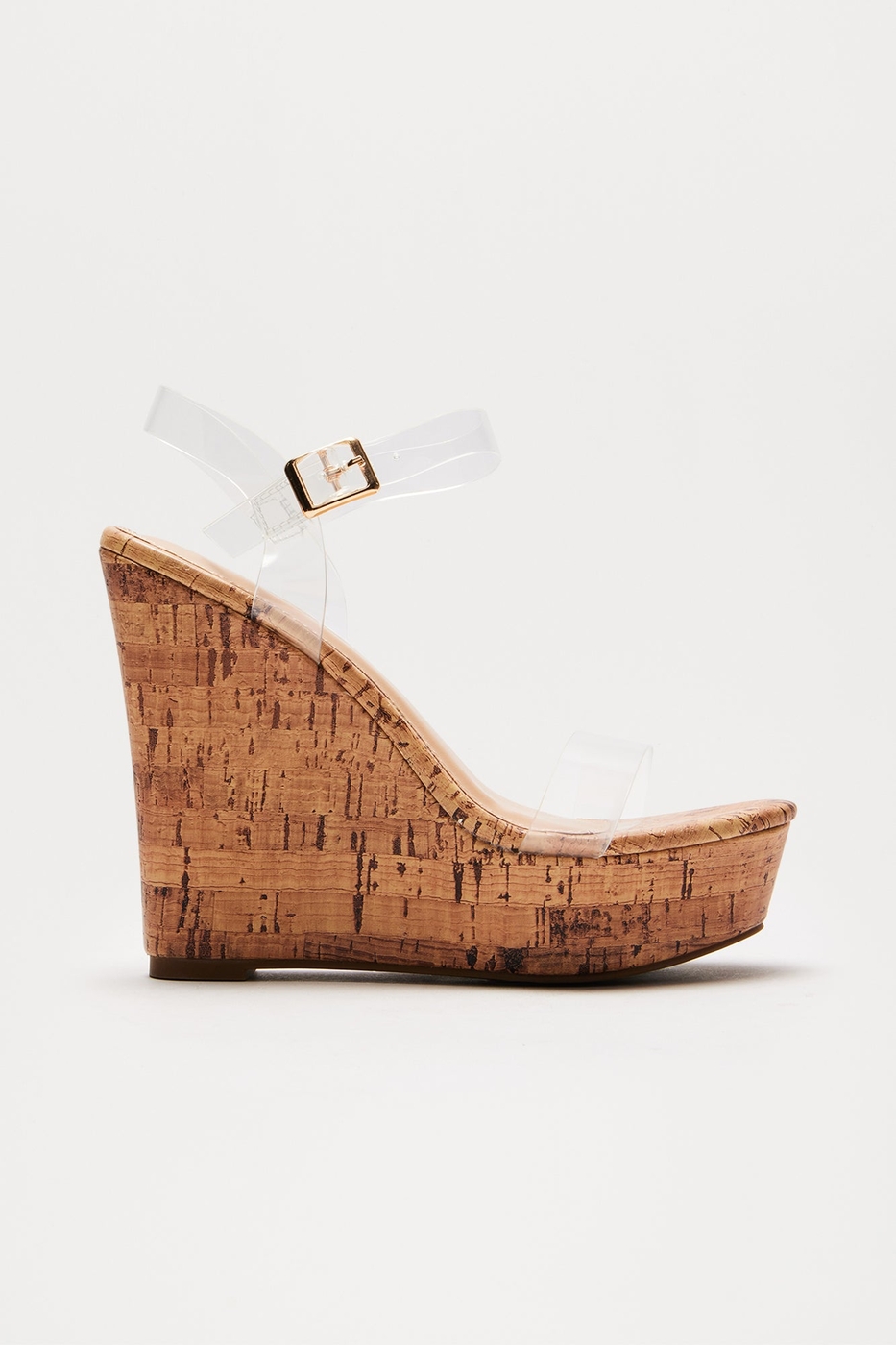 Fior Clear Strap Platform Wedges - Natural