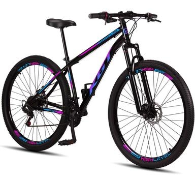 Bicicleta Aro 29 Aço Carbono KGT Freios a Disco Suspensão 21 marchas