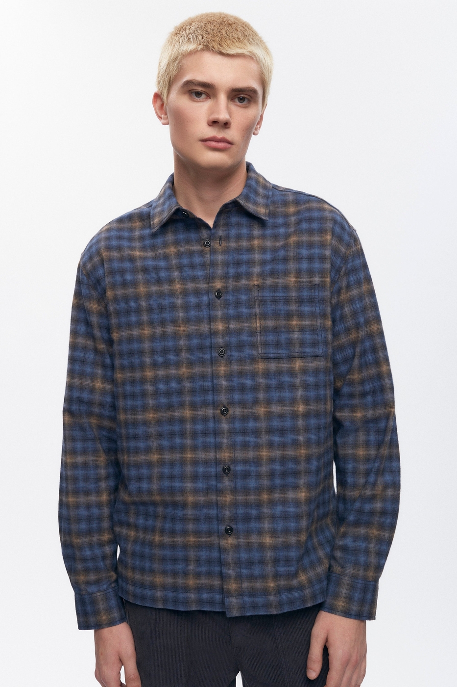 Men's Flannel Shirt in Blue Plaid