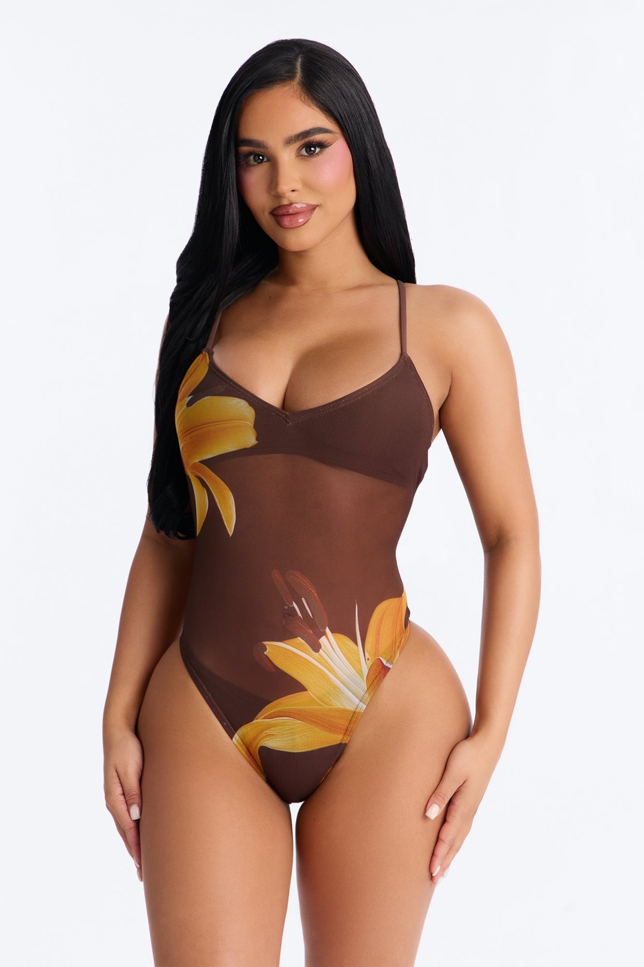 Just Can't Stop 1 Piece Swimsuit - Brown/combo