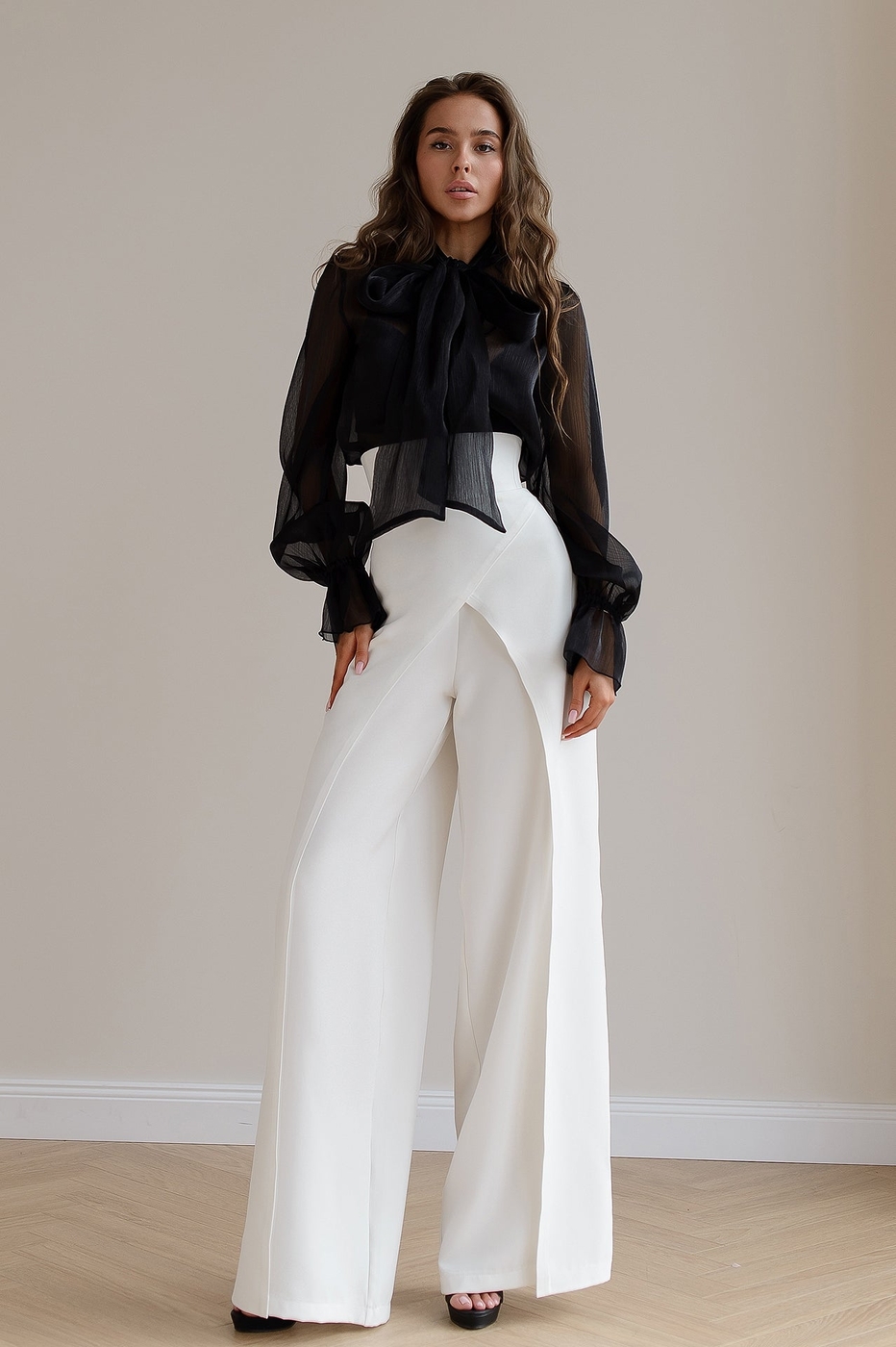 White High Waist Palazzo Pants