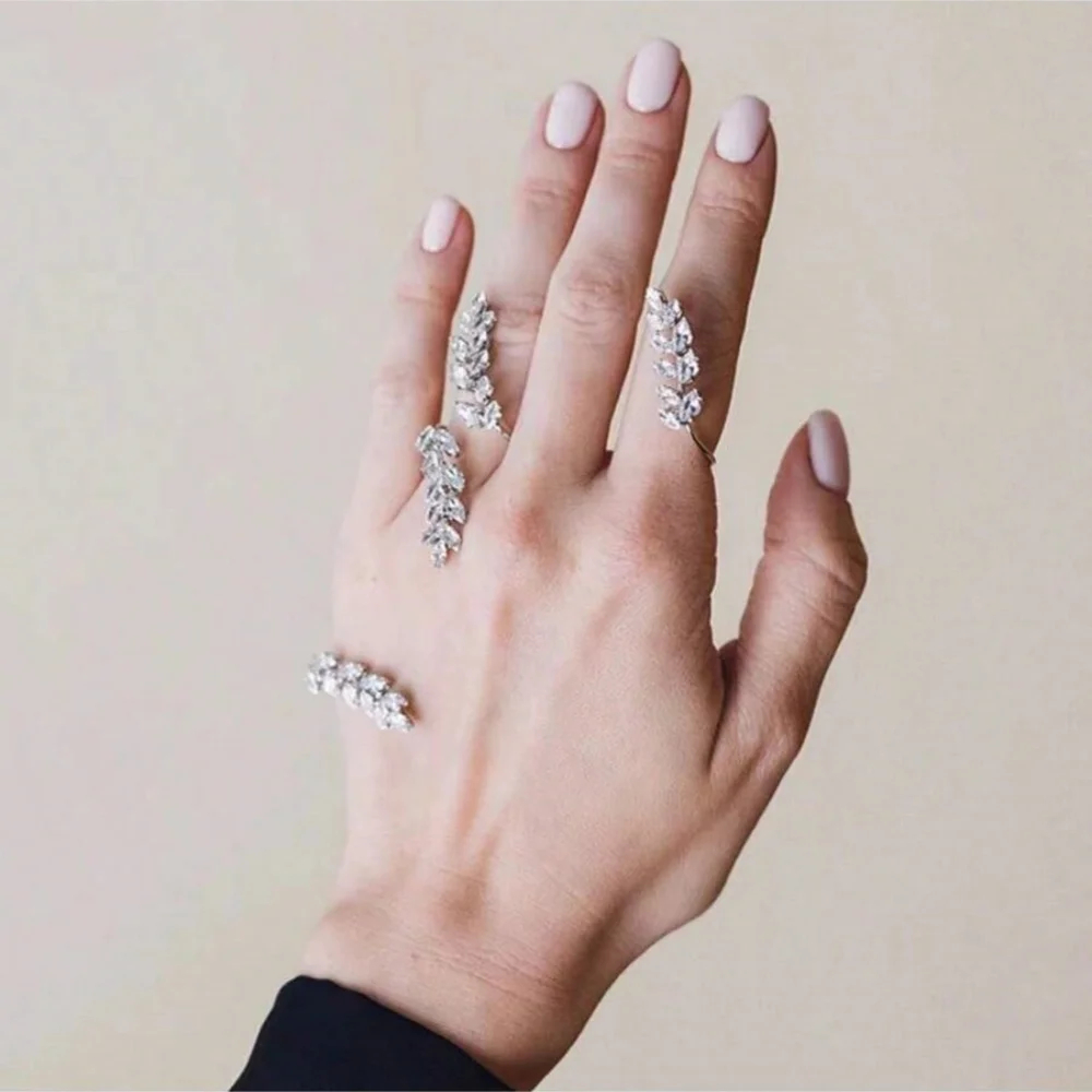 Handmade Luxury Leaf Hand Jewelry Women Cute Wedding 5A+ Cubic Zirconia Fashion Bling Wedding Plam Bracelet Charms Bangles Party - AliExpress 