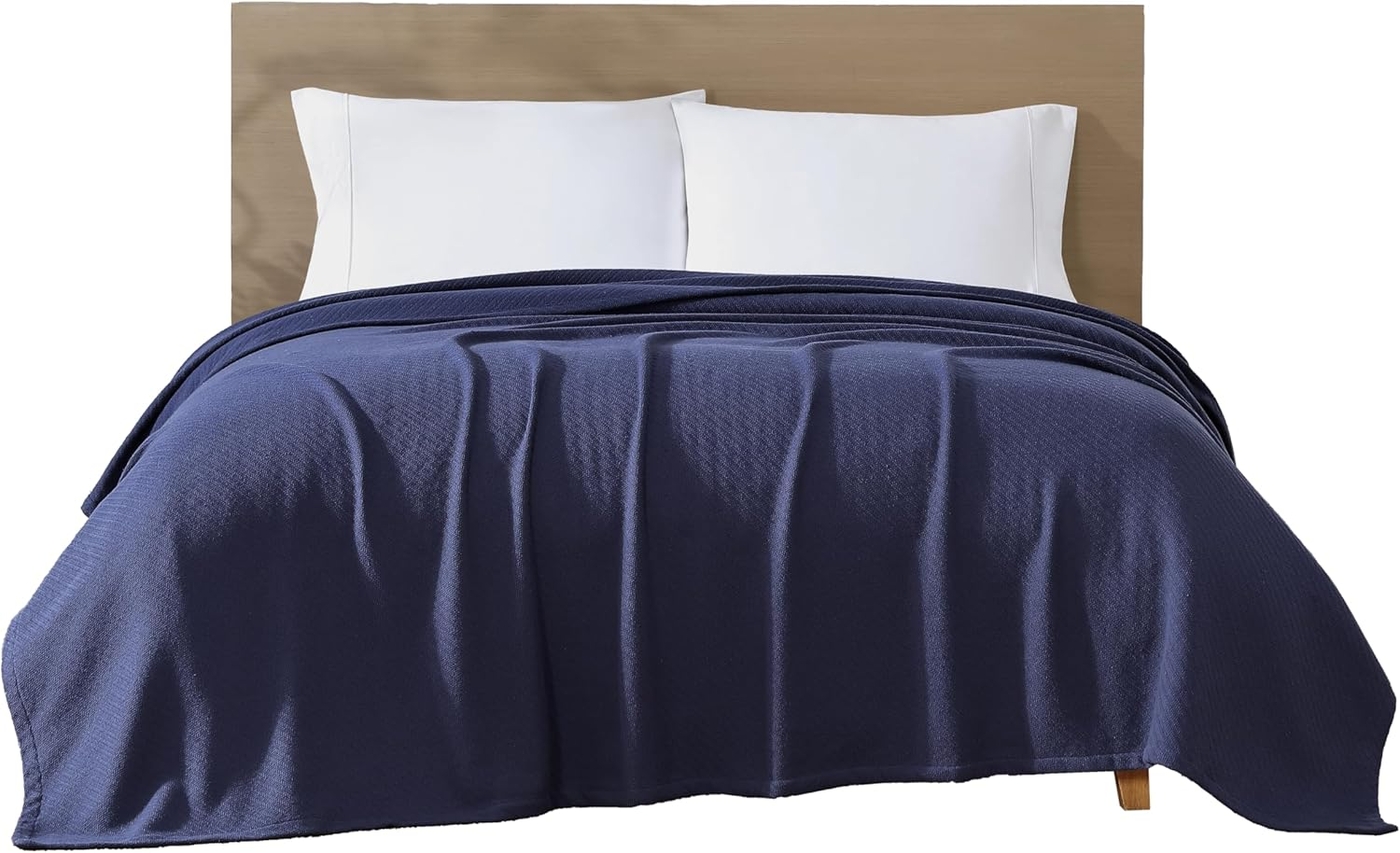100% Organic Cotton Medium Weight Full/Queen Blanket, Navy