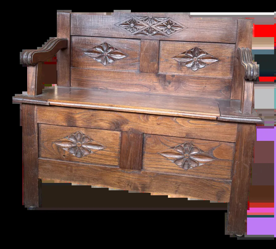 Chest Bench in Carved Wood