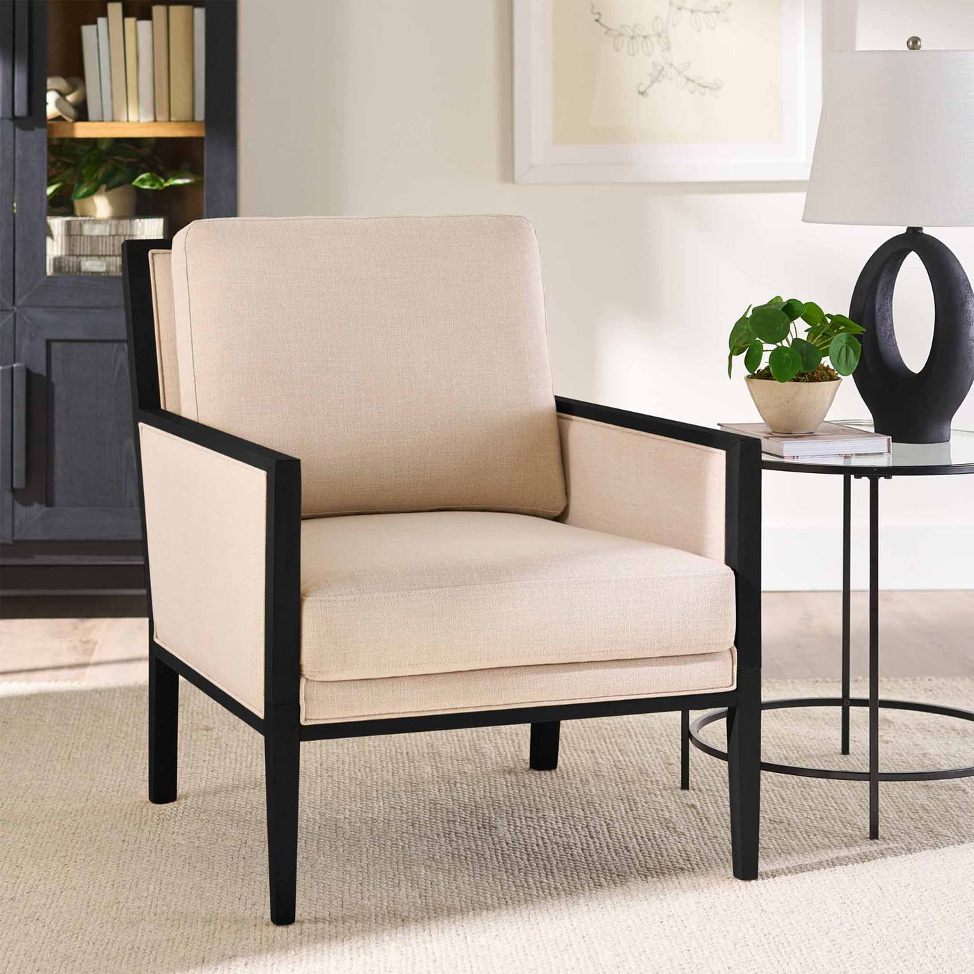 Better Homes & Gardens Windsor Linen Accent Chair, Espresso Wood - Walmart.com