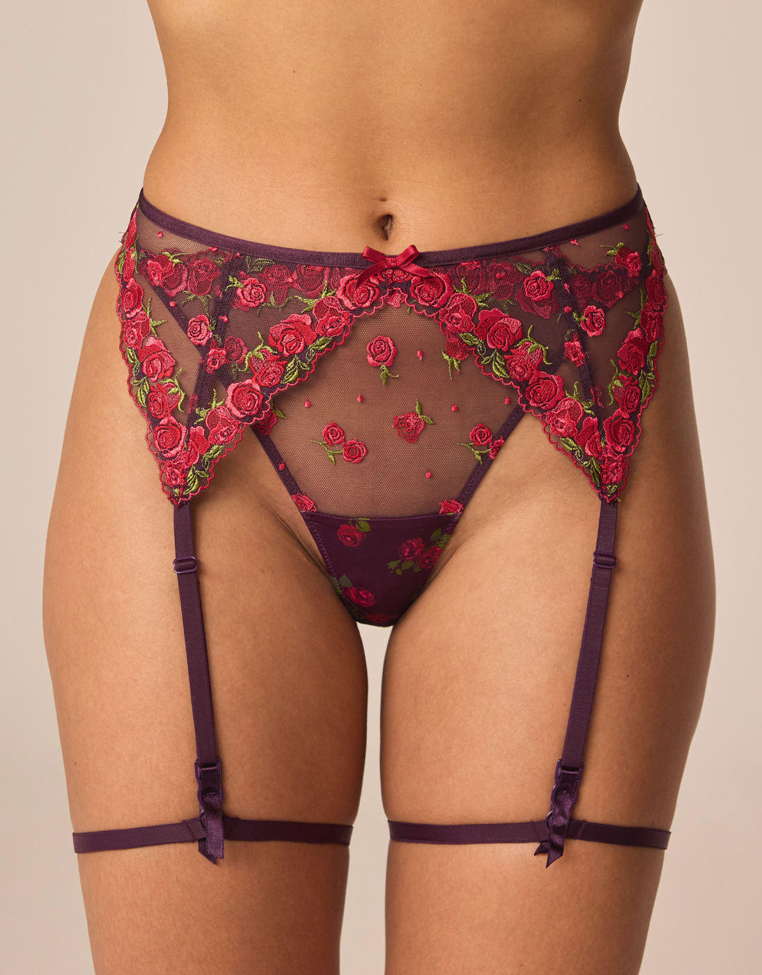 Esi Block Rose Bud Suspender in Purple Multi by Bravissimo