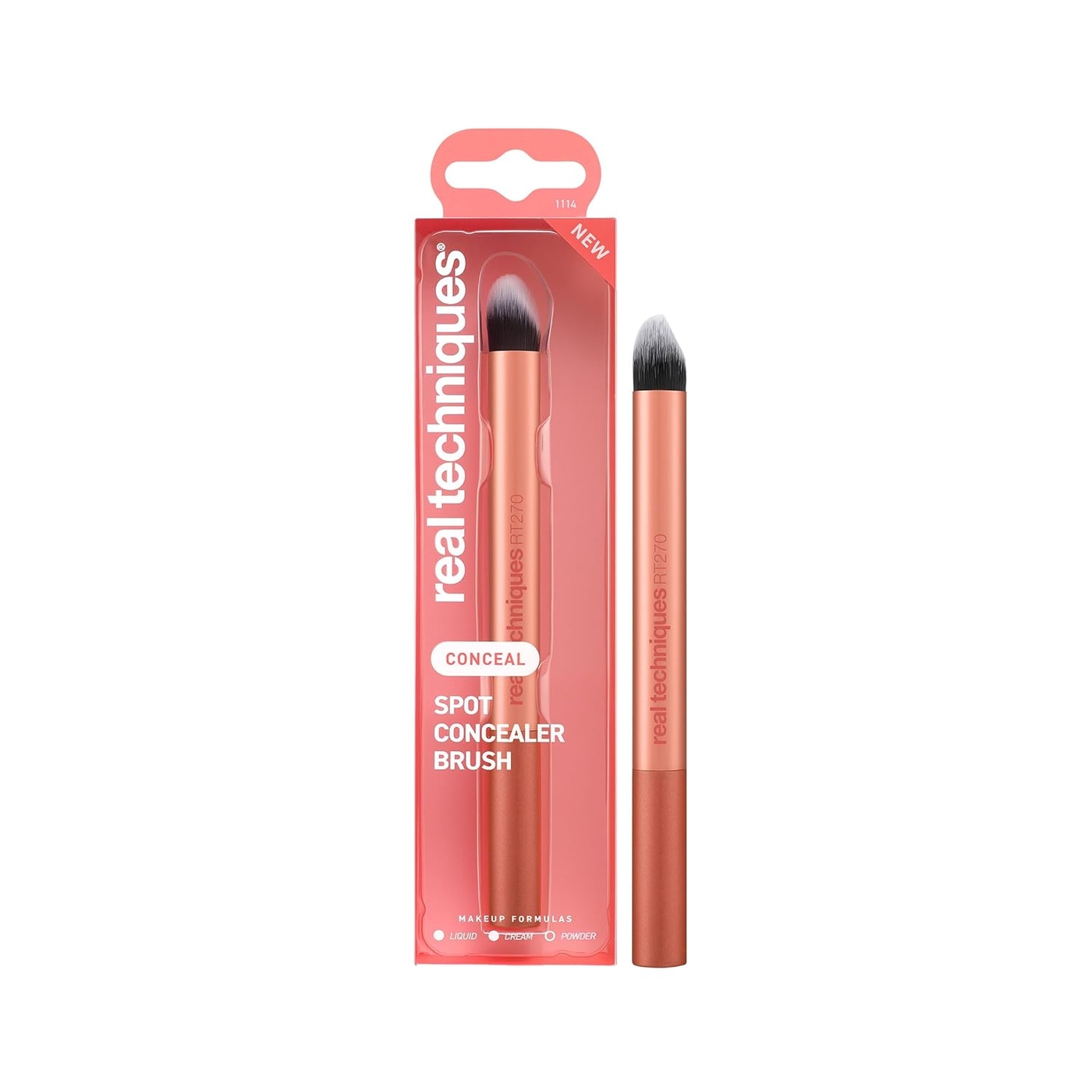 Real Techniques Spot Concealer Brush, Precision Makeup Brush for Targeted Coverage of Blemishes, Redness & Detail Areas, For Liquid & Cream Concealer, UltraPlush Bristles, Cruelty-Free, 1 Count