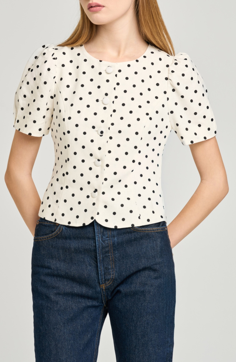 Blair Polka Dot Button-Up Top
