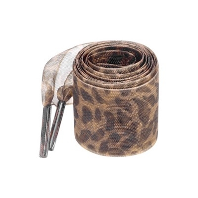 INSPIRE CHIC Leopard Ribbon Pattern Flat Wide Lace Shoelaces for Sneakers 1 Pair 100×2.5cm/39.4