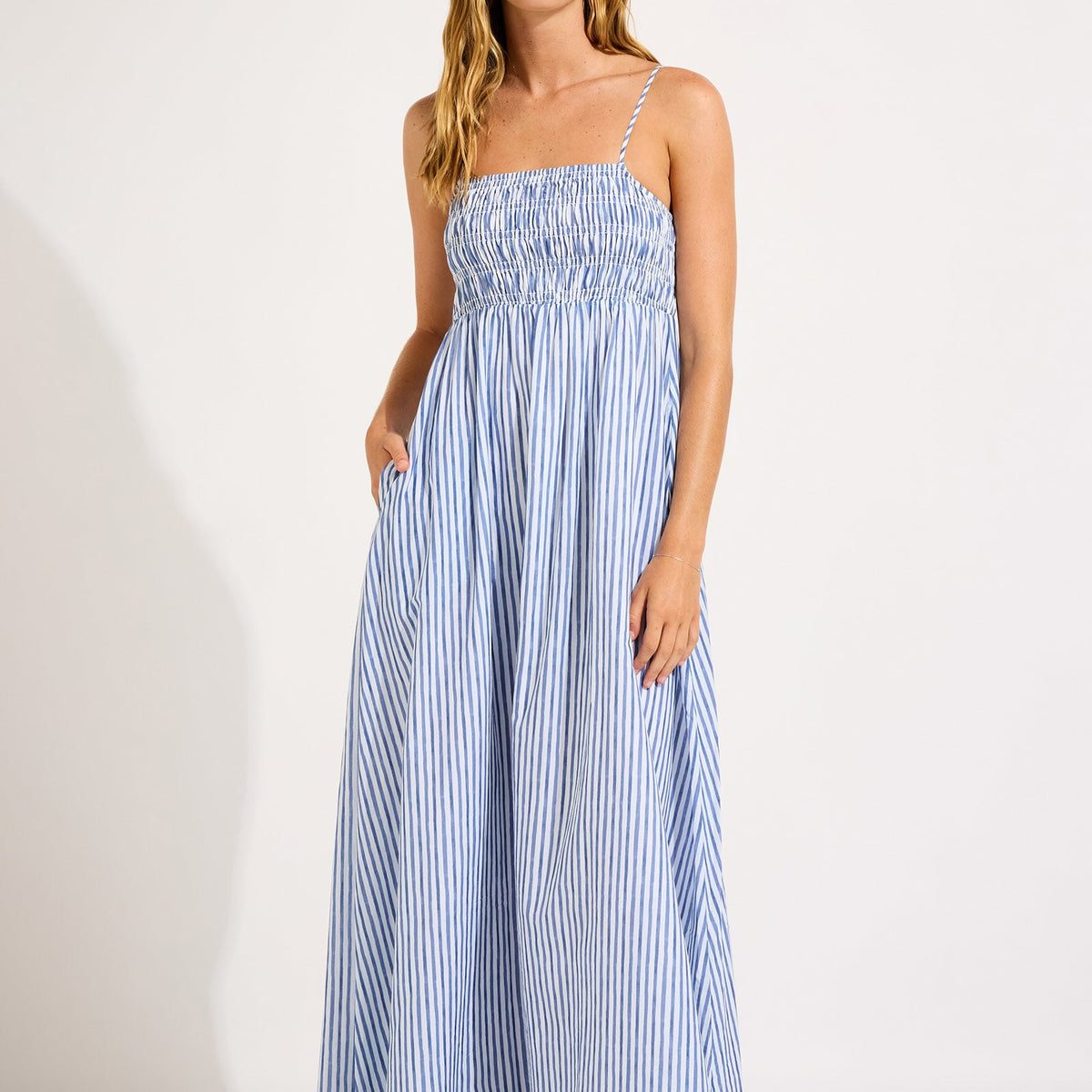 Shirred Midi Dress