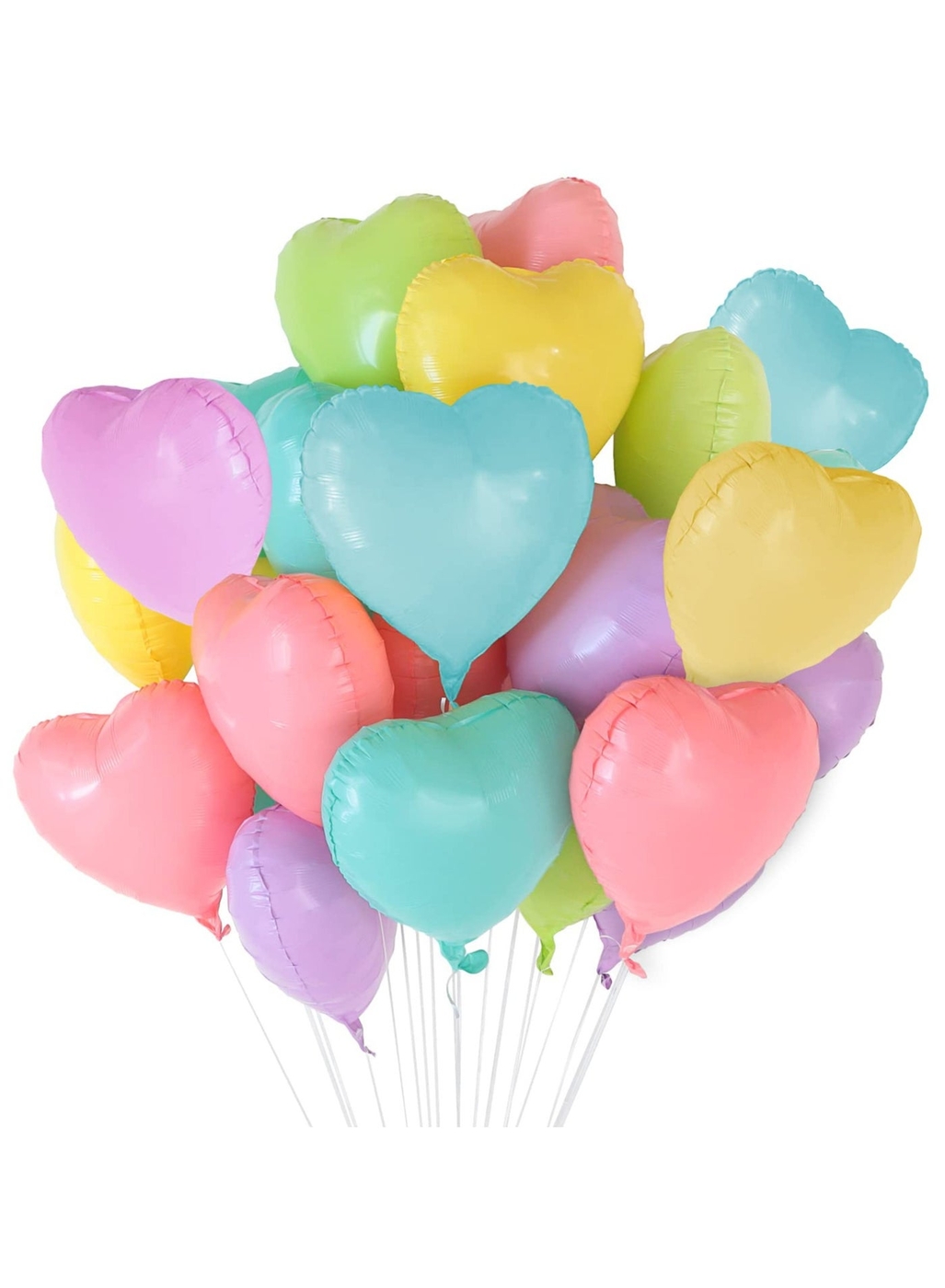 12 Colorful Heart Balloons with Ribbon, 18 inch, Aluminum Film Balloons, Baby Shower Decoration, Birthday, Party, Wedding, Graduation