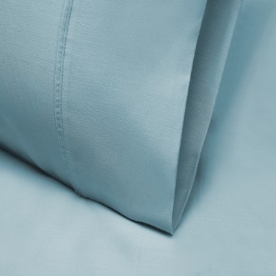 1000 Thread Count Solid Lyocell-Blend Pillowcase Set, Standard, Blue - Blue Nile MIlls