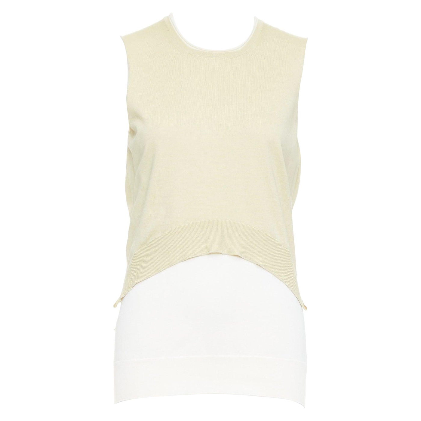OLD CELINE Phoebe Philo cream silk cotton layered cream knitted top S