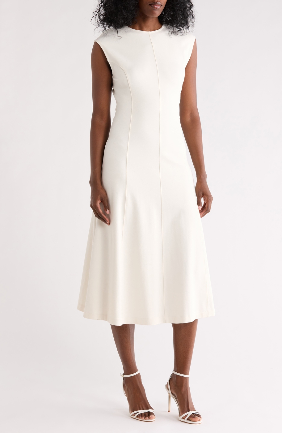 Seamed Ponte Fit & Flare Midi Dress