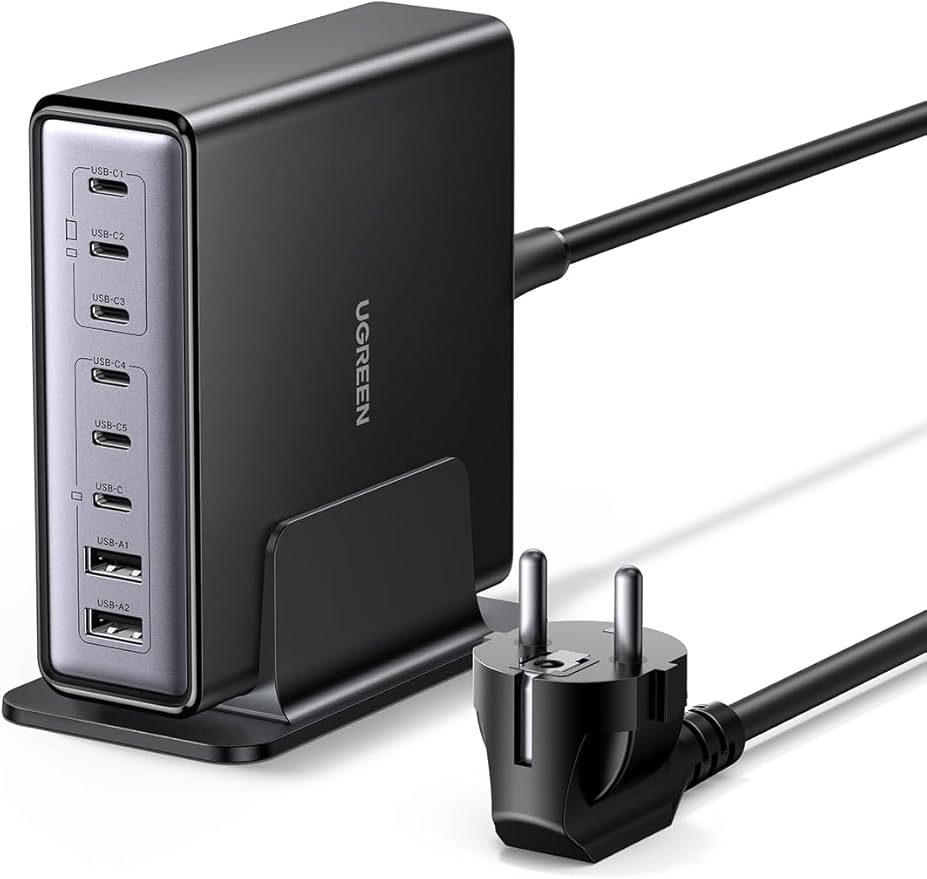 UGREEN Zapix Nexode 200 W Cargador USB C, GAN Tech Carga Rápida con 8 Puerto, 100 W Cargador PD Compatible con MacBook Pro/Air,iPhone 17 Pro MAX Air Series16-12, Galaxy Series, DELL