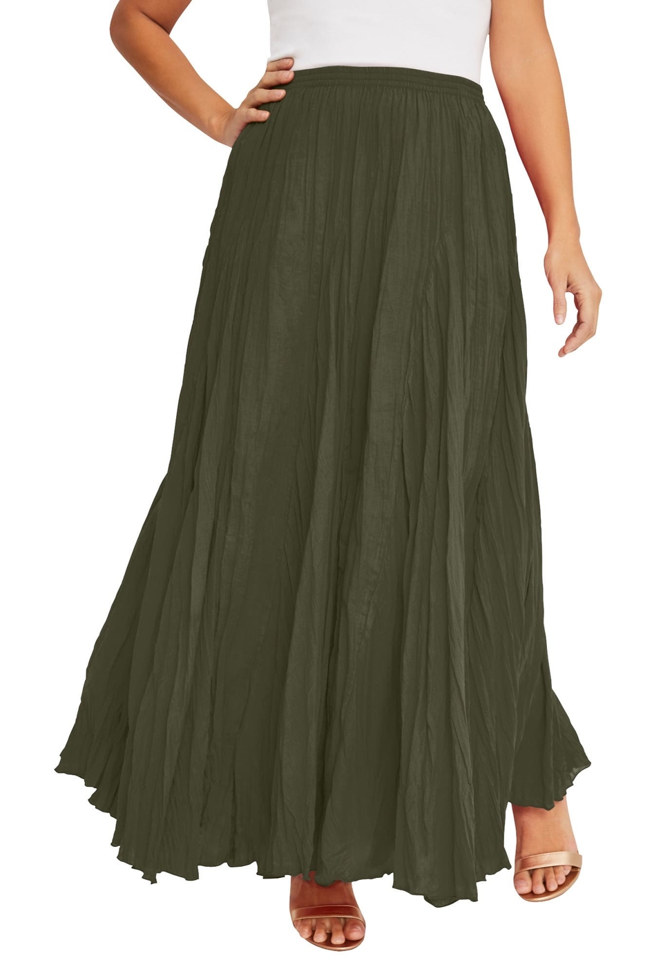 Petite Flowing Crinkled Maxi Skirt