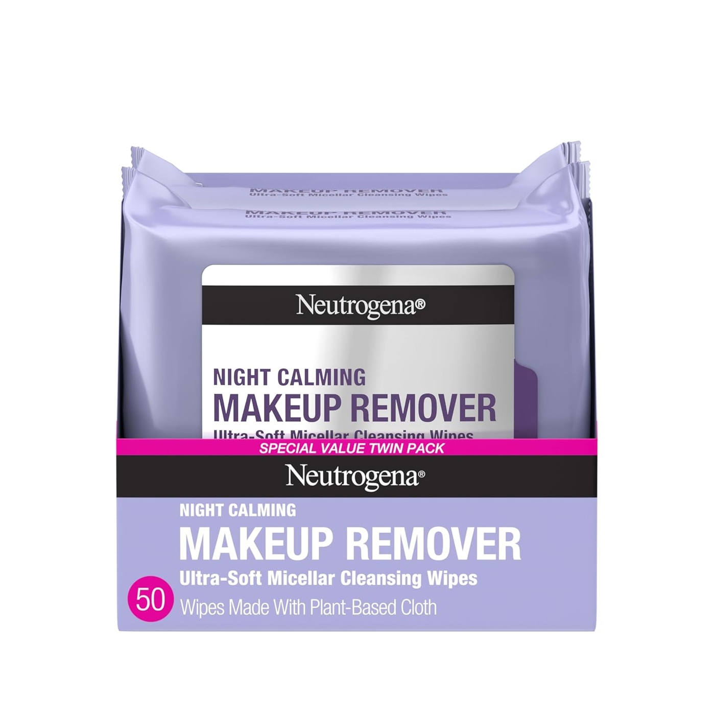 Neutrogena Night Calming Makeup Remover Face Wipes, 2 x 50 ct