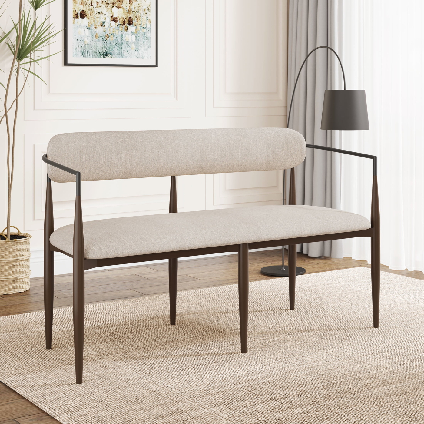 Christopher Knight Home Minimalist Fabric Upholstered Loveseat with Metal Frame, Dark Coffee - Walmart.com